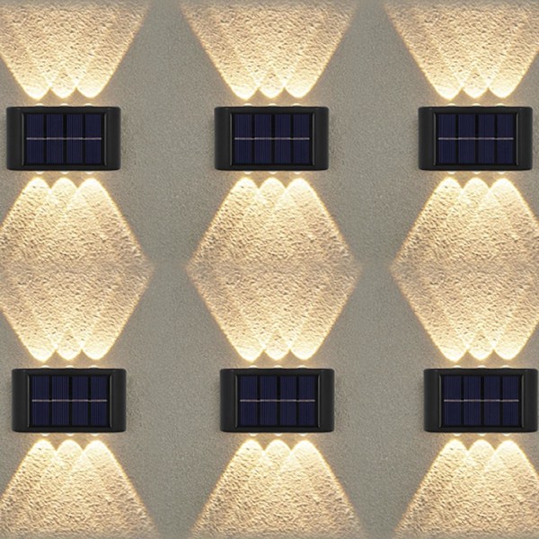 6-pack solcellslampor för utomhusbruk, 6 LED vattentäta solcellslampor för staket