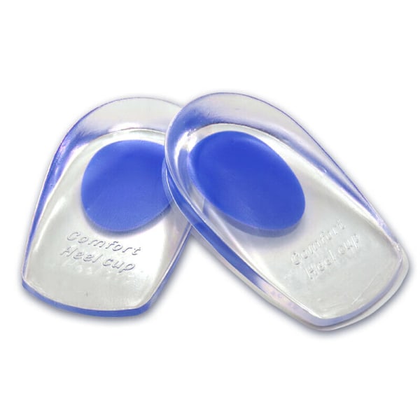 Blå 2-pack hälkuddar, hälkoppar, anti-fotsmärta sulor, silikoninlägg