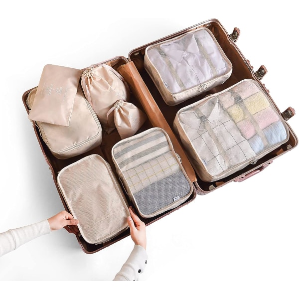 8-i-1 Reiseveske Organizer Set, Klær Bag, Sko Bag, Trave