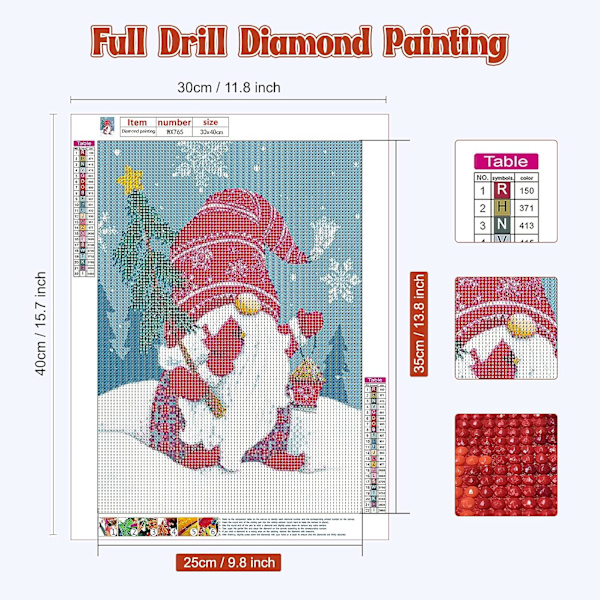 12x16 tum 5D diamantmålning för vuxna, DIY full borr diamantmålning
