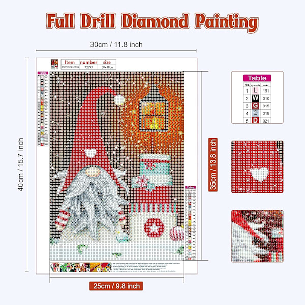 Julklapp Diamantmålning Kits Jultomten för Vuxna, 5D DIY Ful