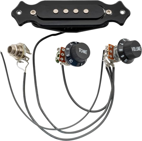 Præ-kablet pickup-sæt til 4-strenget elektrisk guitar, sort