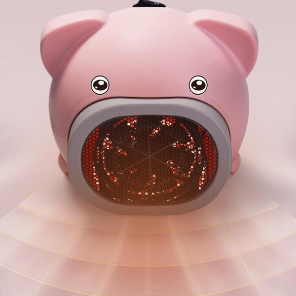 Pink Pig Bordvarmer - Mini Keramisk Radiator - Hurtig Varme Cer