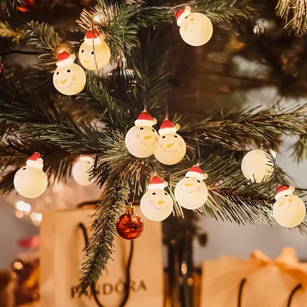 1 Snögubbe Jul Ljus Krans, 10 LED Snögubbe Jul Ljus,