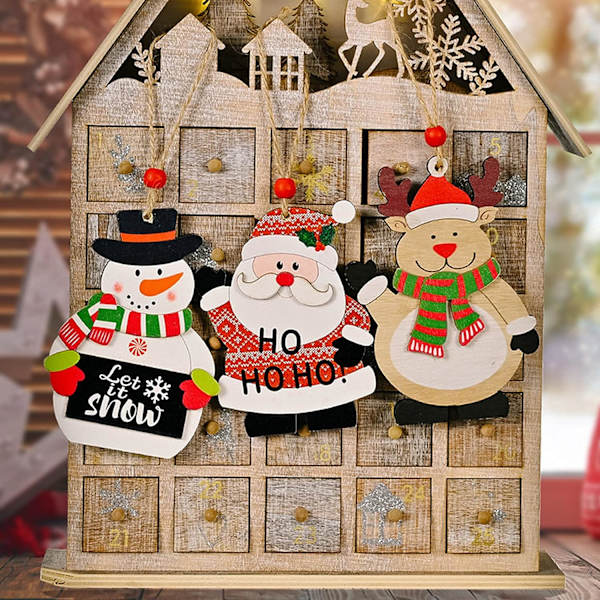 6 stk. DIY juletreanheng i tre, juletreanheng i tre