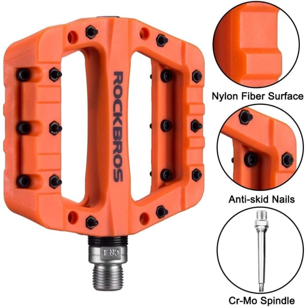 MTB BMX cykelpedaler, par med 9/16 nylon brede flade pedaler til landevejscykler