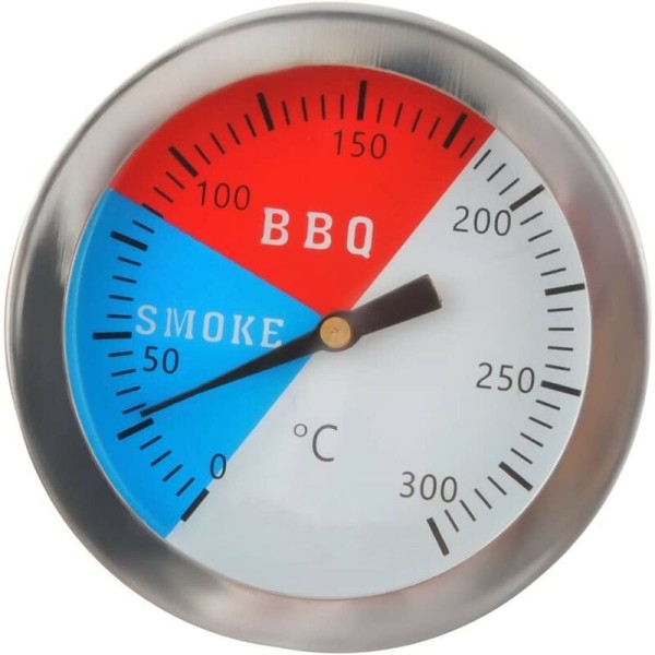 THERMOMETER FOR BARBECUE GRILL AND SMOKER in stainless steel perf