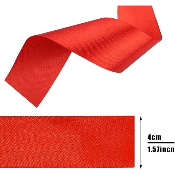 Rött satinband, 91 m x 40 mm brett massivt satinband Satinband