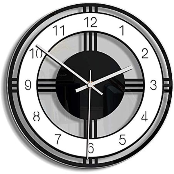Silent Wall Clock, 11 tommer ikke-tikkende akryl uregelmæssig rund Wa