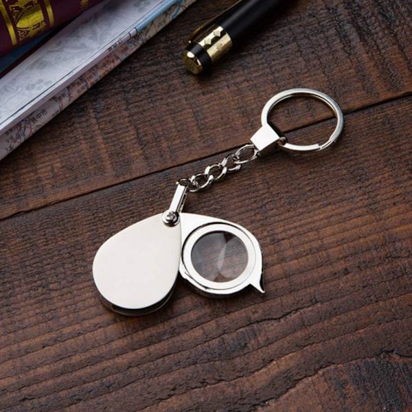1 stk. nøkkelring forstørrelsesglass 5x lommeforstørrelsesglass liten sammenleggbar H