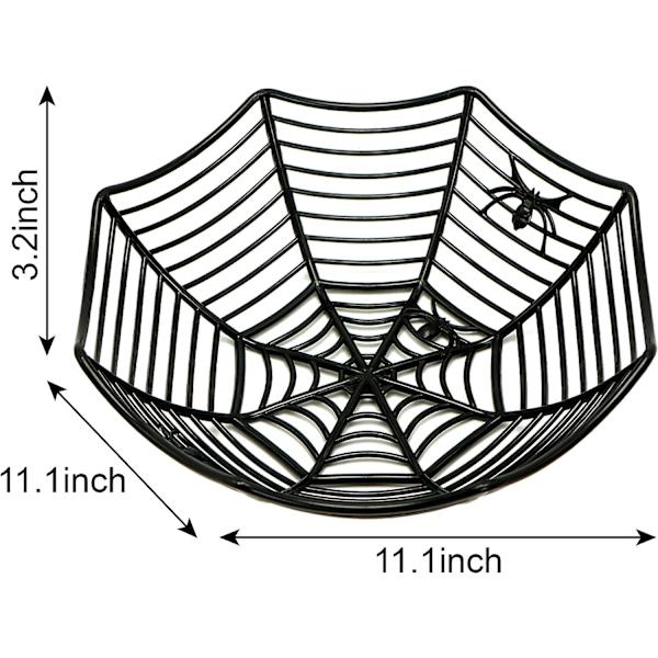 Sæt med 3 store plastikkurve med Halloween-edderkoppespind, Trick O