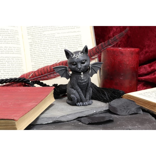 Hartsisiivekäs mystinen kissapatsas - musta ja hopea - 10,5 cm