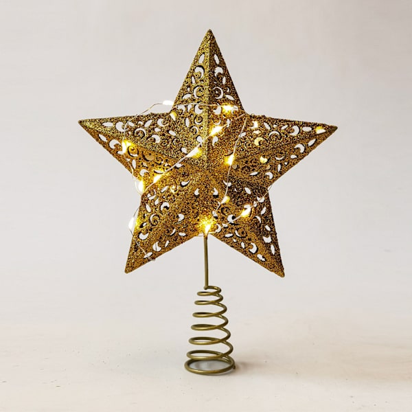 Sølvfarget juletretoppstjerne - 23 cm - Glitrende - Luksuriøs