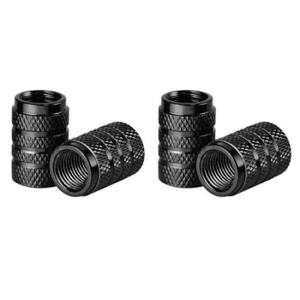4x Ventilkapper til bil, aluminium - sort sort