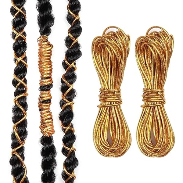 5 meter, guld, flätad rep 2 metall elastiska rep, fläta accesso