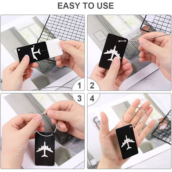 4 stk. bagasjelapper, bagasjelapper reiseskoffer aluminiumlapper