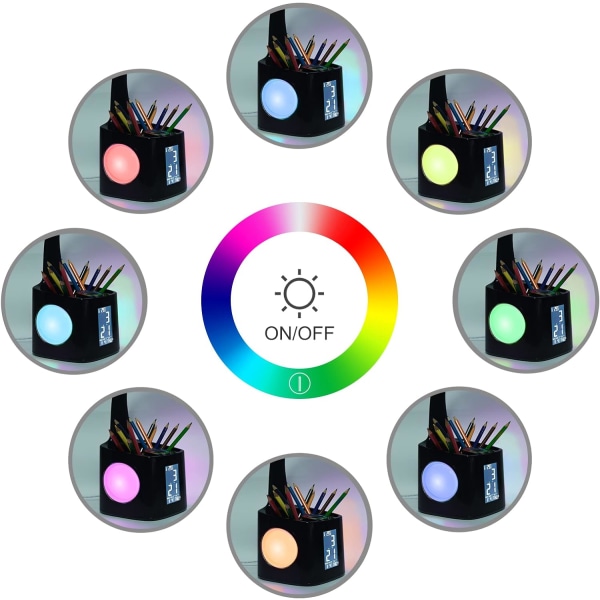 LED-skrivebordslampe, barneskrivebordslampe med RGB-fargenattlys, d