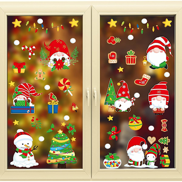 Christmas Stickers, 9 Sheets 73 Pcs Reusable Christmas Window Sti