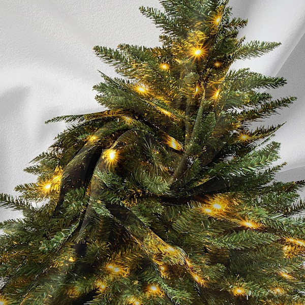 Grön julgran väggbonad med lampor - Väggdekor för B