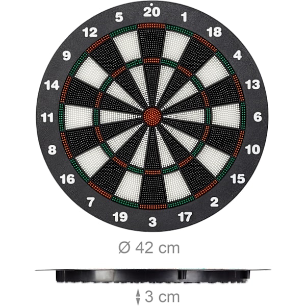 Piltavle 42 cm, myke dartpiler, 6 piler, barnevennlig