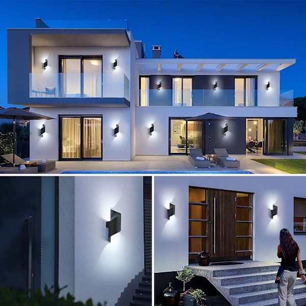 LED innendørs/utendørs vegglampe, 10W 6000K kald hvit vegglampe, modus