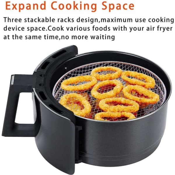3 stk. Airfryer-kurv i rustfrit stål