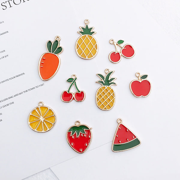Accessoarer Guldtonad emalj tropisk frukt Multi örhänge set (5p