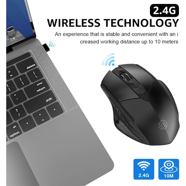 Langaton hiiri, 2.4G ladattava langaton ergonominen ergonominen Op