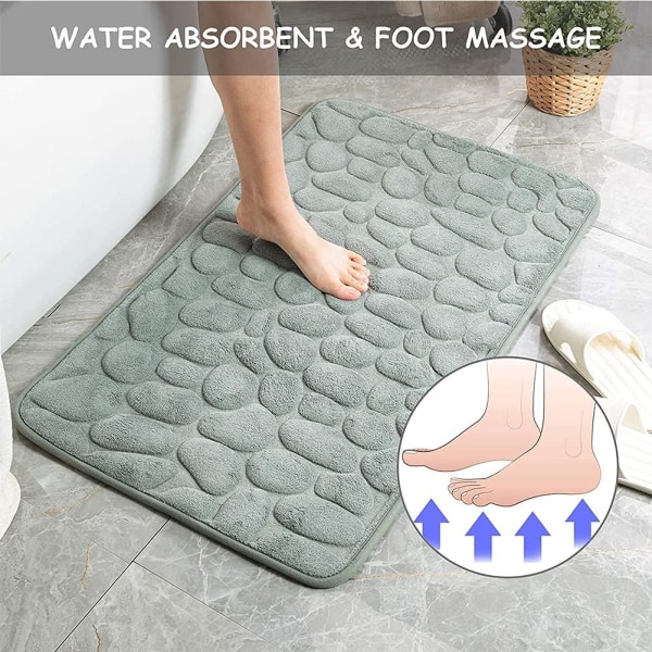 Minneskum Anti-Slip Badmatta, Absorberande Maskintvättbar Bad M