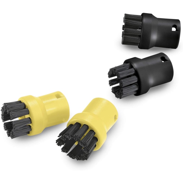 Damprenser 4 x Nylon Rundbørster, Sort og Gul, 4,0 cm*