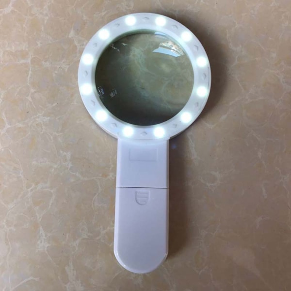Opplyst forstørrelsesglass med -forstørrelseslinser, leselampe
