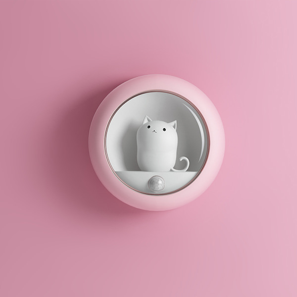 Pink Genopladelig Induktion LED Nattelys Sæt med 2 stk Automatisk