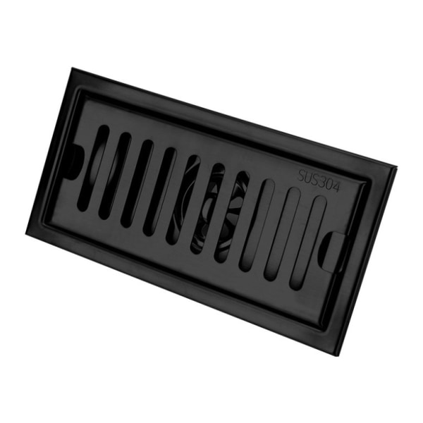 Rektangulært gulvafløb, 20×10cm sort rustfrit stål aflang