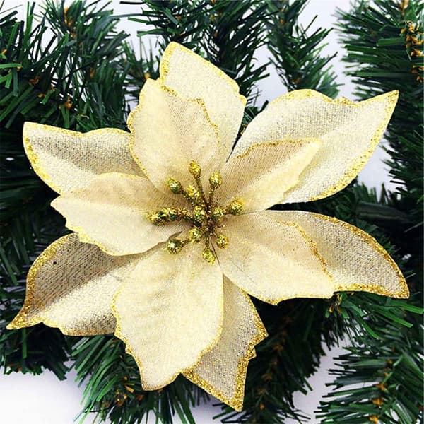 12 stk Glitter Kunstig Jul Blomster Kunstig Jul