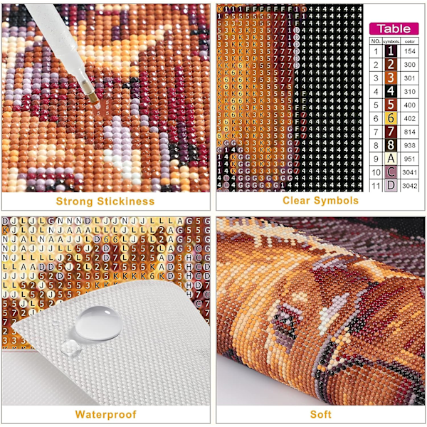 5D Diamantmålningssats 30x40cm DIY Färgglad Häst Diamantkonst Ki