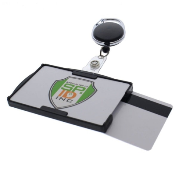 2 stk. ID-kortholder med uttrekkbar badge-rull