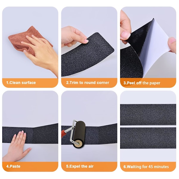 Antisliptejp 15 cm x 5 m, kraftig halkfri tejp för utomhus/inomhus