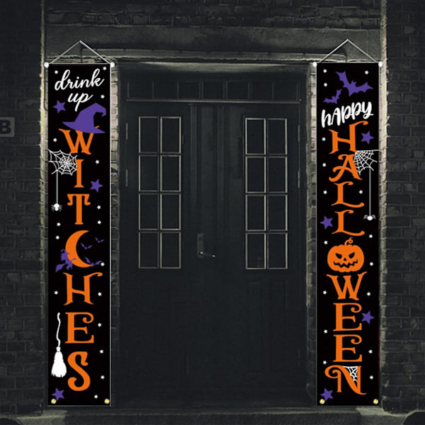 2 kpl Halloween-banneria, Halloween-eteisbannerilippu, Trick or