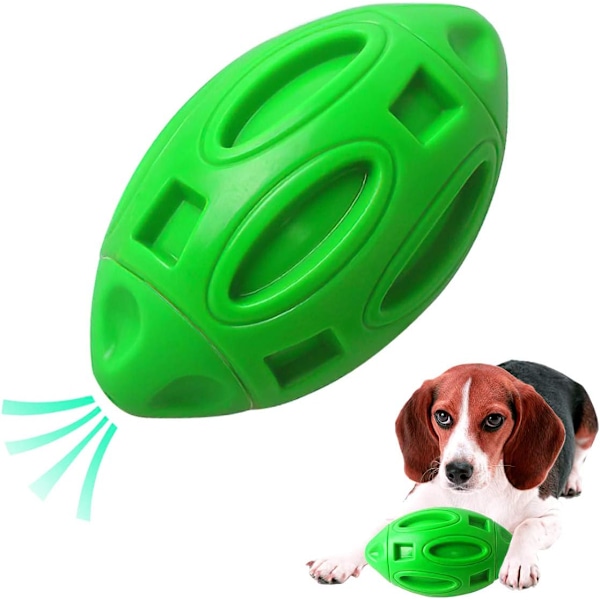 Grön Rugby Hund Leksak Hund Slitstarkt Gummi Anti-Bite Boll