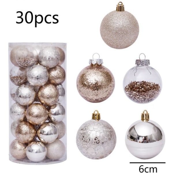 30 st 6cm/2.36\" Oslåbara Julgranskulor Julgranspynt