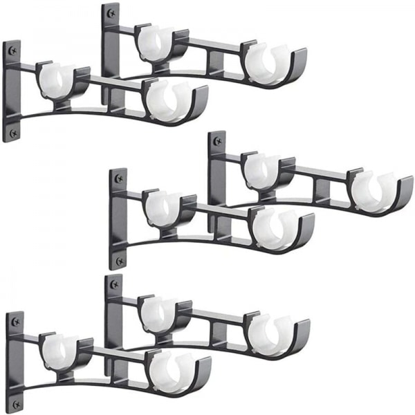 6Pcs Heavy Duty Metal Curtain Rod, Curtain Rod Bracket, Double Cu