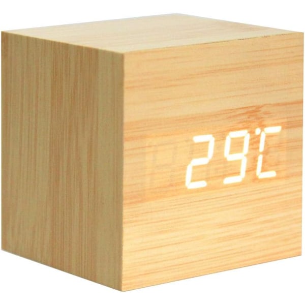 Trævækkeur Mini Digitalt ur med Temperatur Time Displ