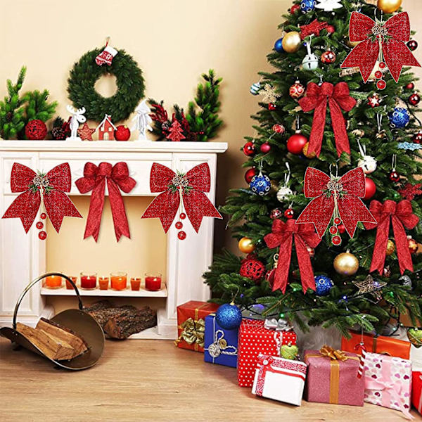 Julband rosett, julglitter rosetter, stor julgran