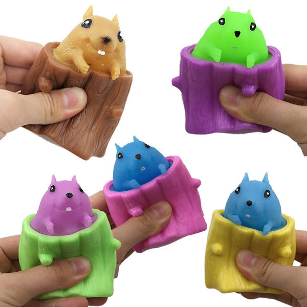 3-pack Set med Kläm-Ekorre Leksaker Avlastning Ond Ekorre Kopp
