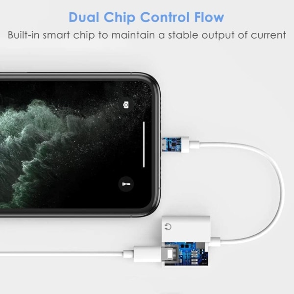 1PC Hörlursadapter för iPhone 2 i 1 Lightning till 3,5 mm Jack H