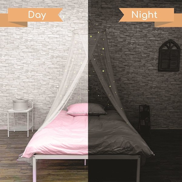 Vit sänghimmel för flickor Säng med lysande stjärnor - Princess Room