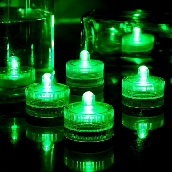 Green Waterproof Underwater Round Mini LED Tea Lights Submersible