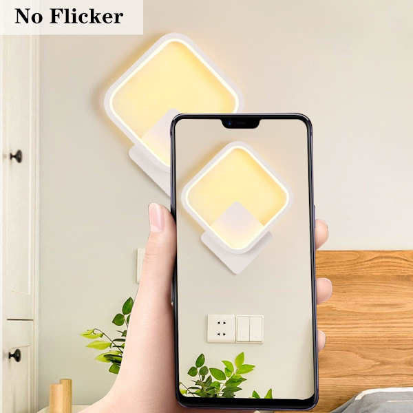 14W LED Vägglampa för inomhus, Vit Kvadratisk Design, Varmvit