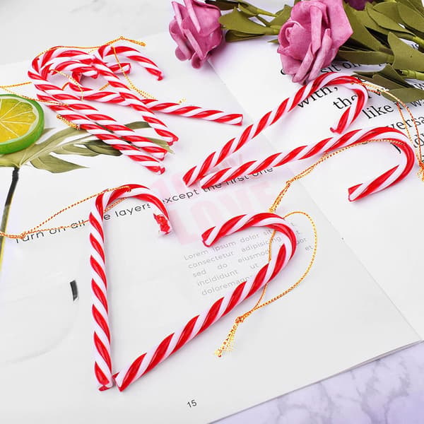 12 st Candy Barley Julgrans Käppar Röd och Vit Jul