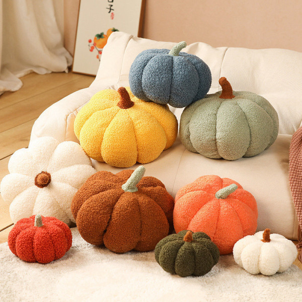 1PC Hvit Gresskar Pute Gresskar Pude Halloween Puter 3D Sim